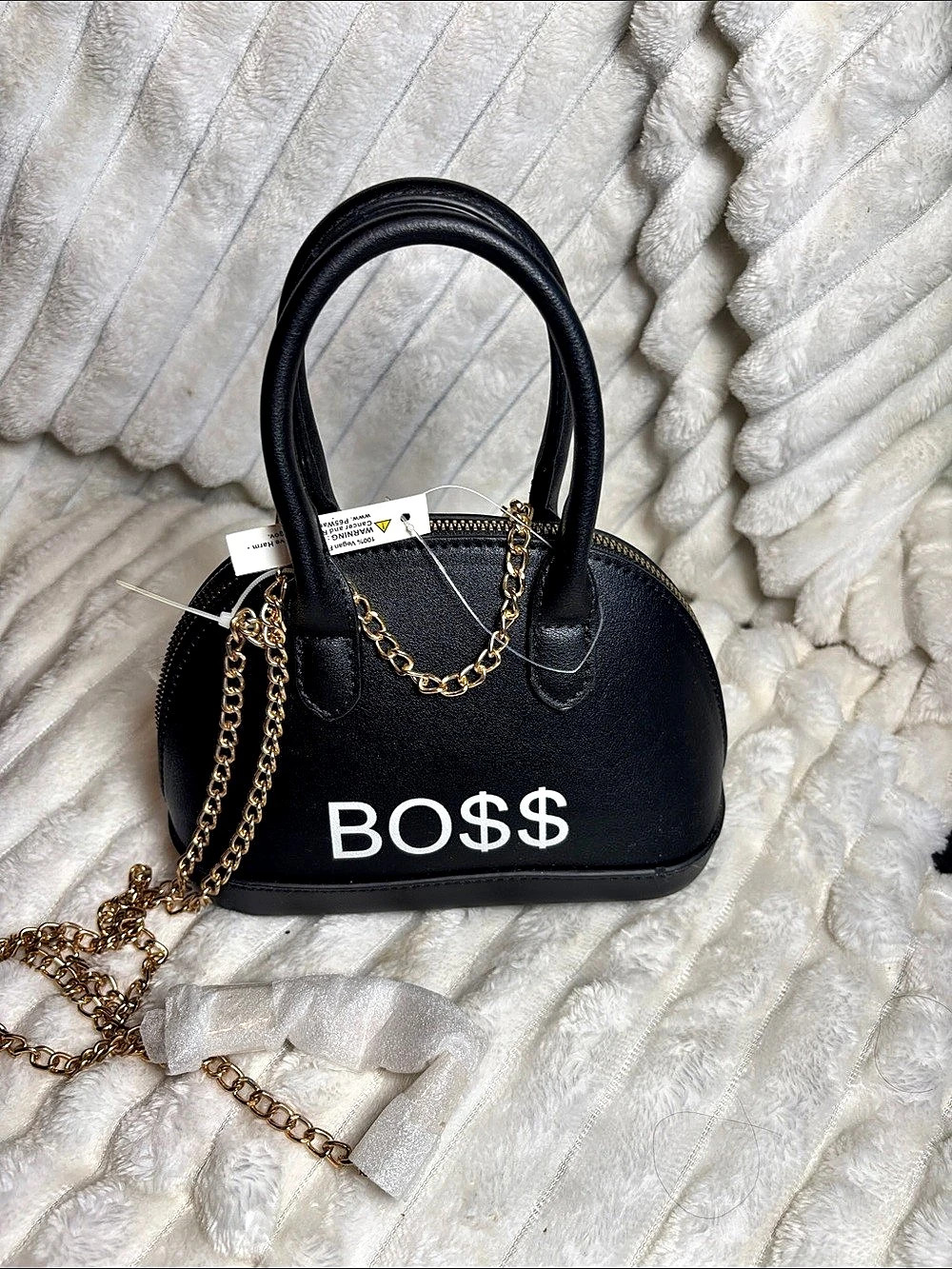 Mini BO$$ Black Hand or Shoulder Bag NWT